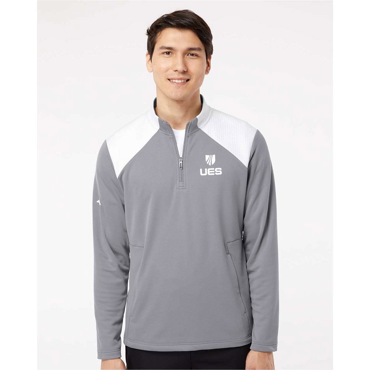 Adidas Textured Mixed Media Quarter-Zip Pullover